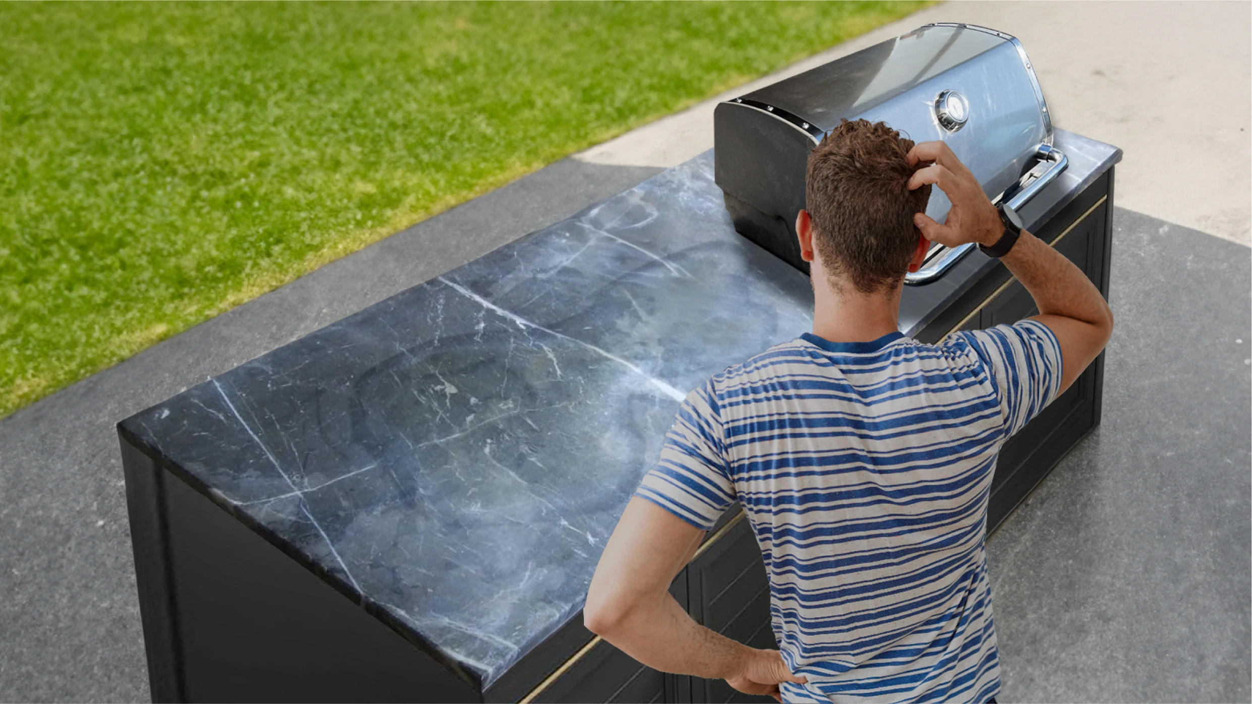 outdoor kitchen with granite countertop