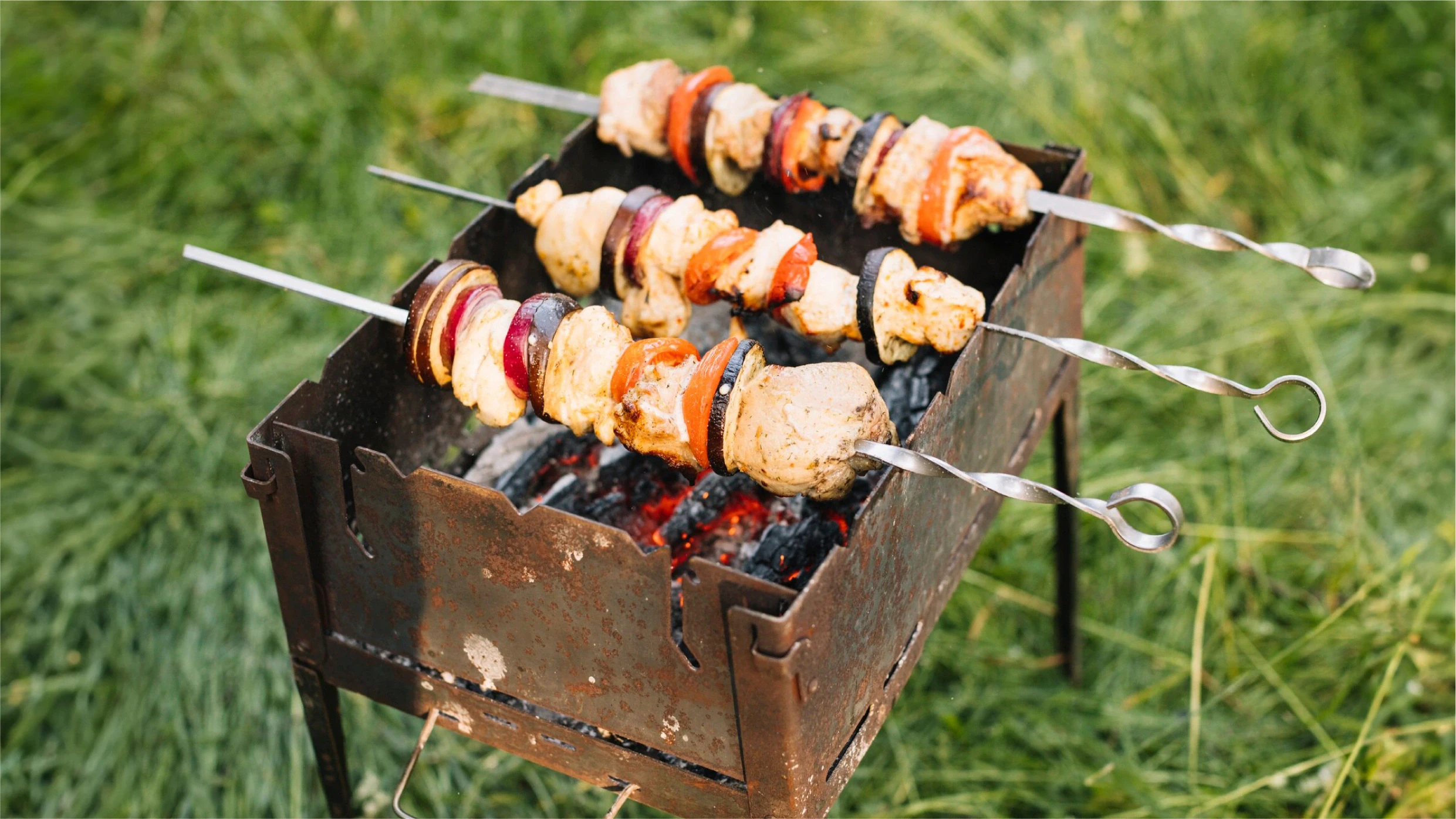 budget charcoal BBQ in garden