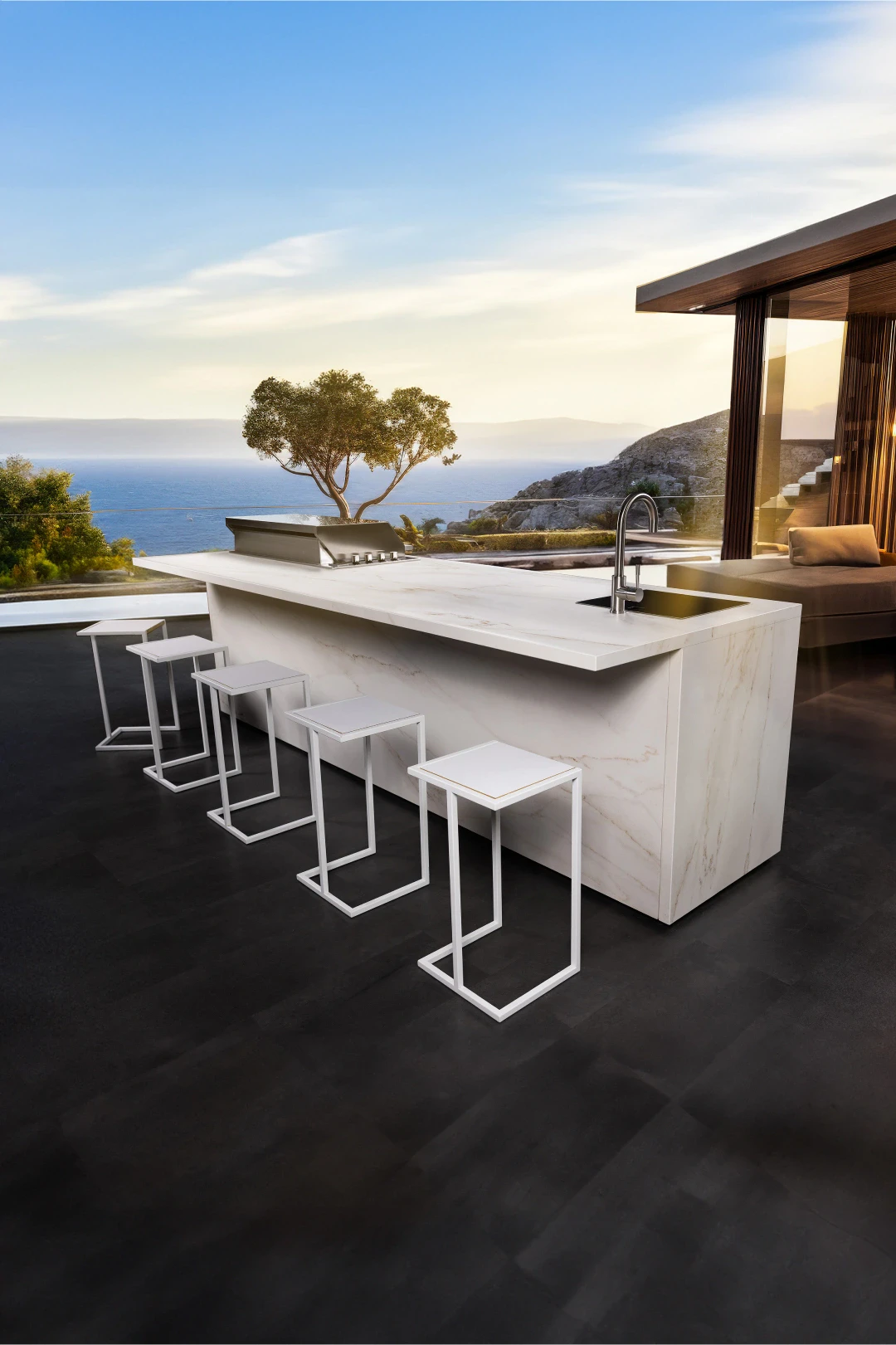 outdoor kitchen with bar