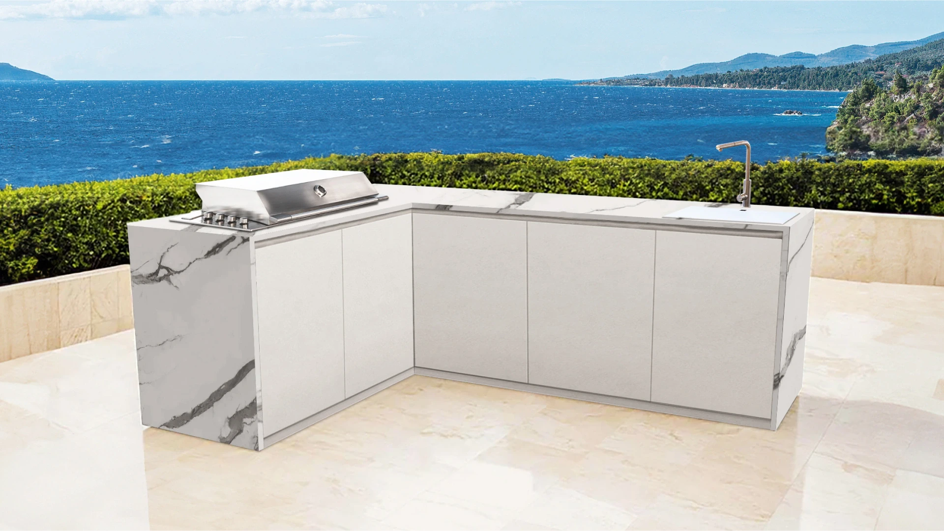 l shape outdoor kitchen