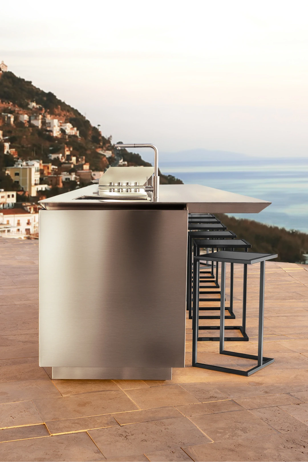 l shaped outdoor kitchen with bar