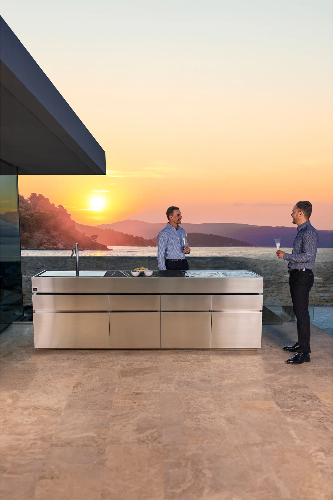 outdoor kitchen made stainless steel