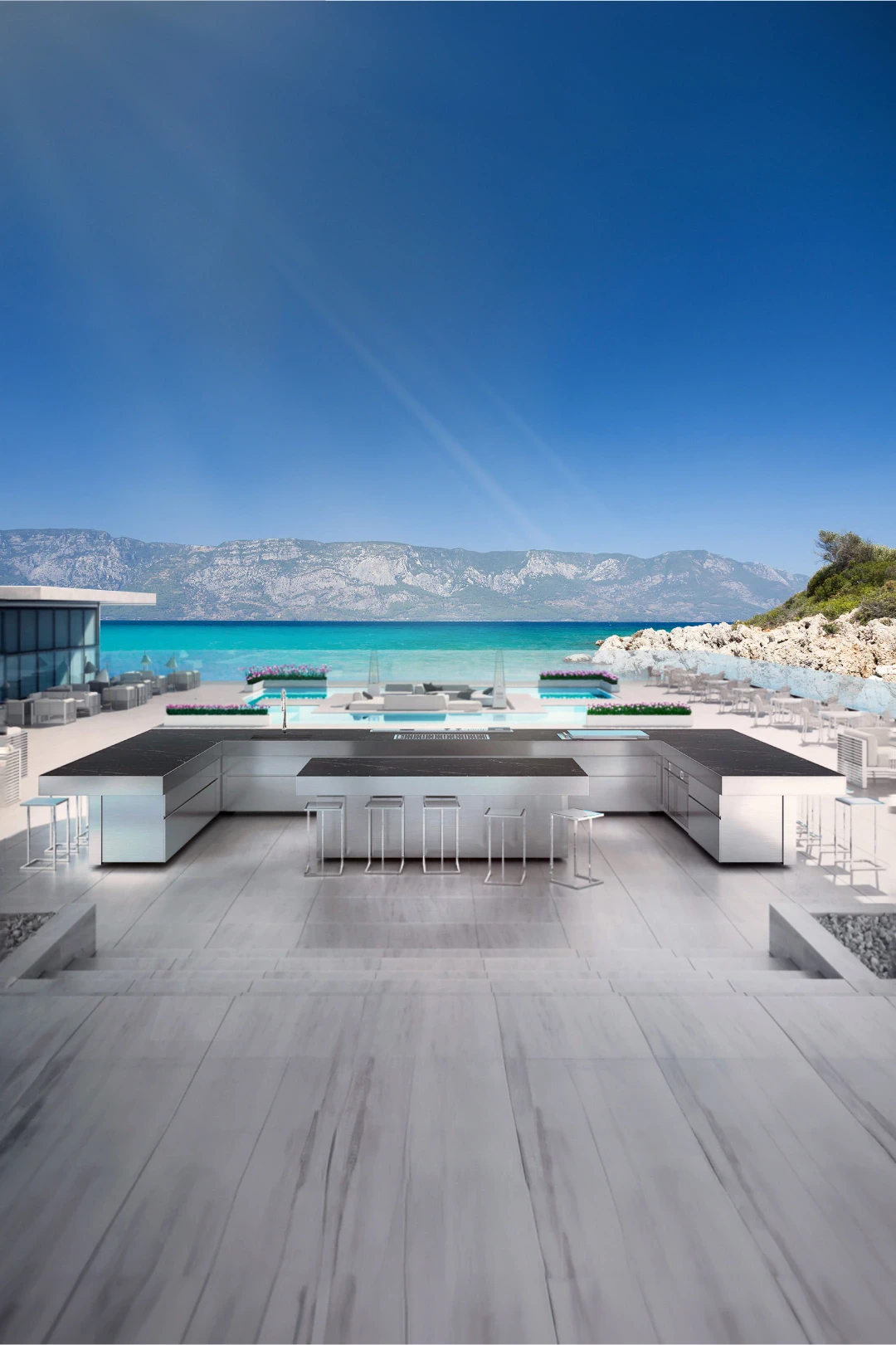stainless steel outdoor kitchen