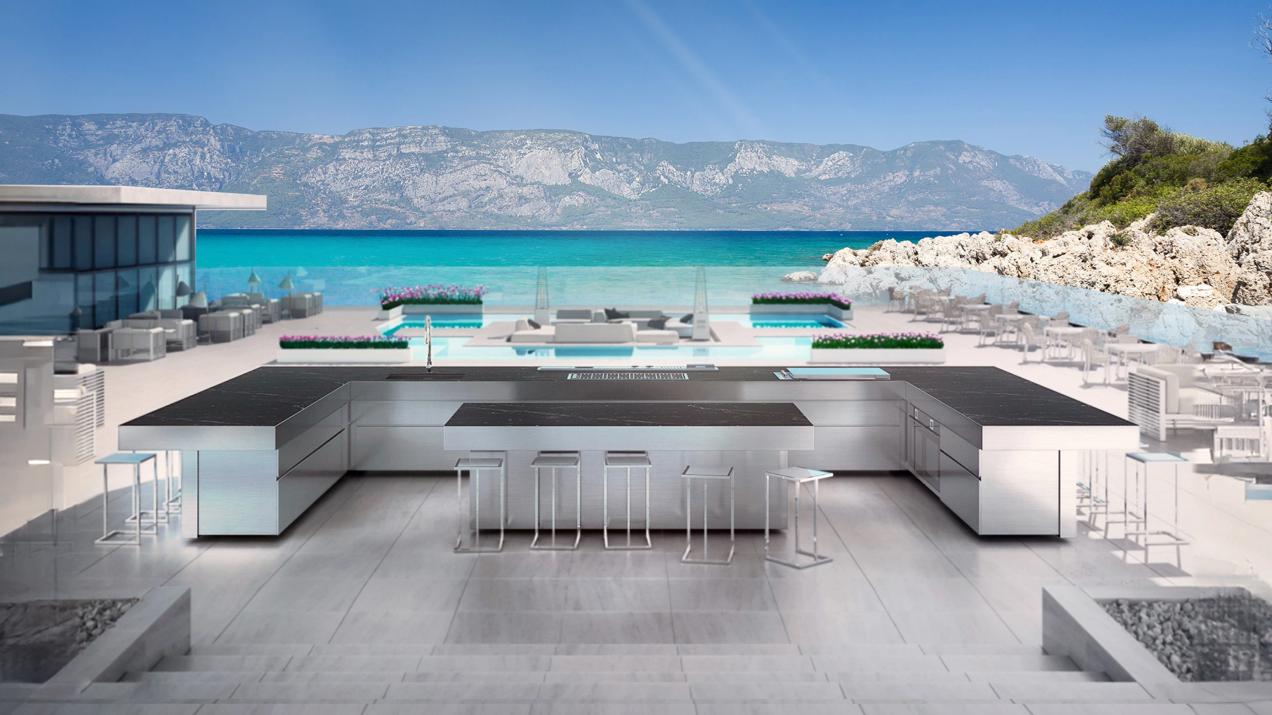 stainless steel outdoor kitchen