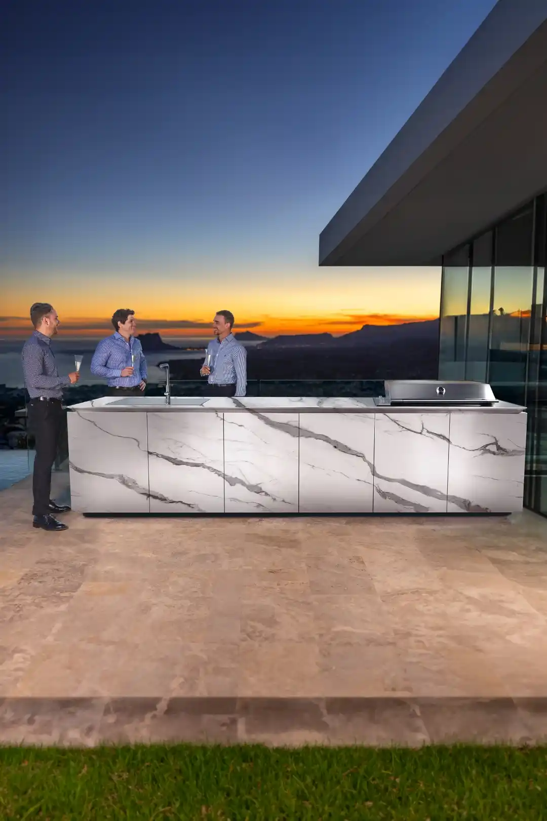 cocina exterior con parrilla