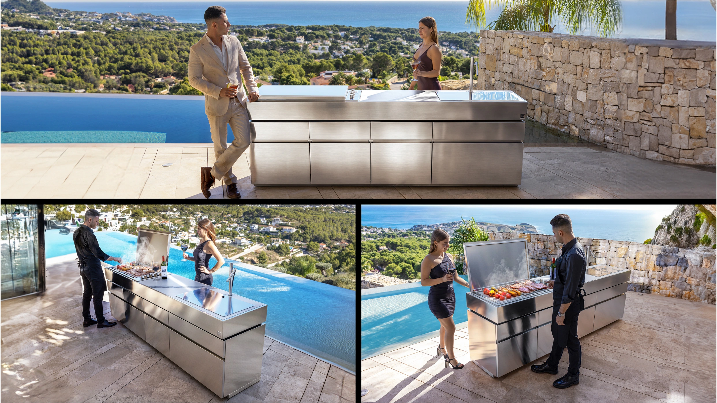 outdoor kitchen and pool