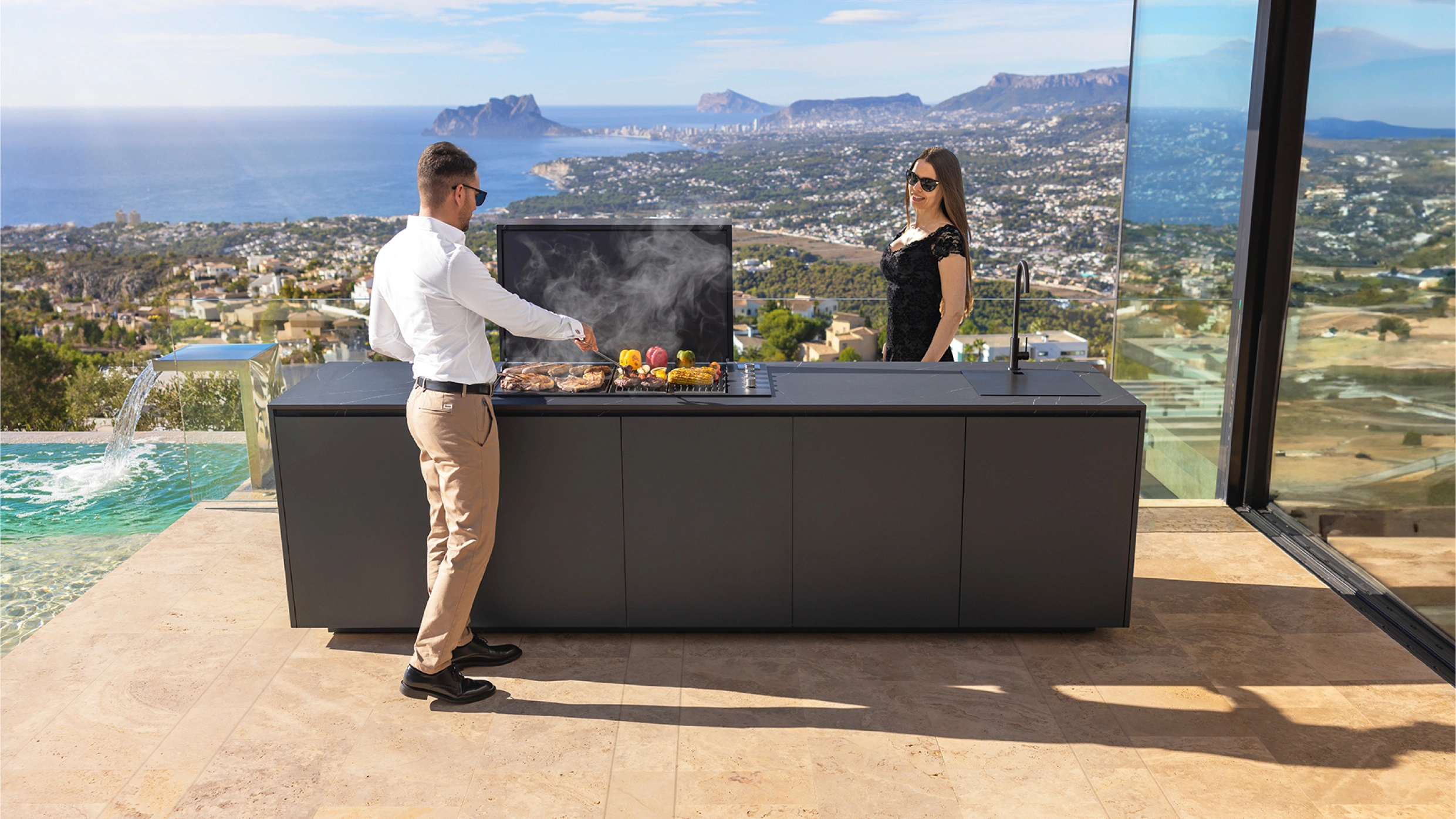 linear outdoor kitchens