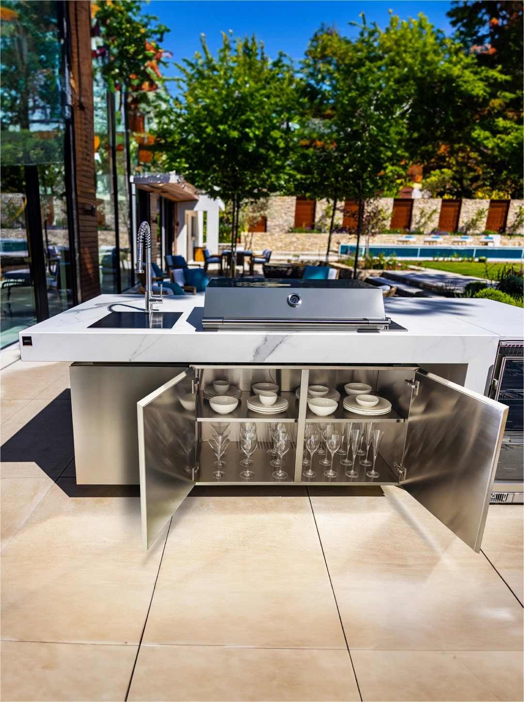 Concrete Outdoor Kitchen vs. Stainless Steel 3