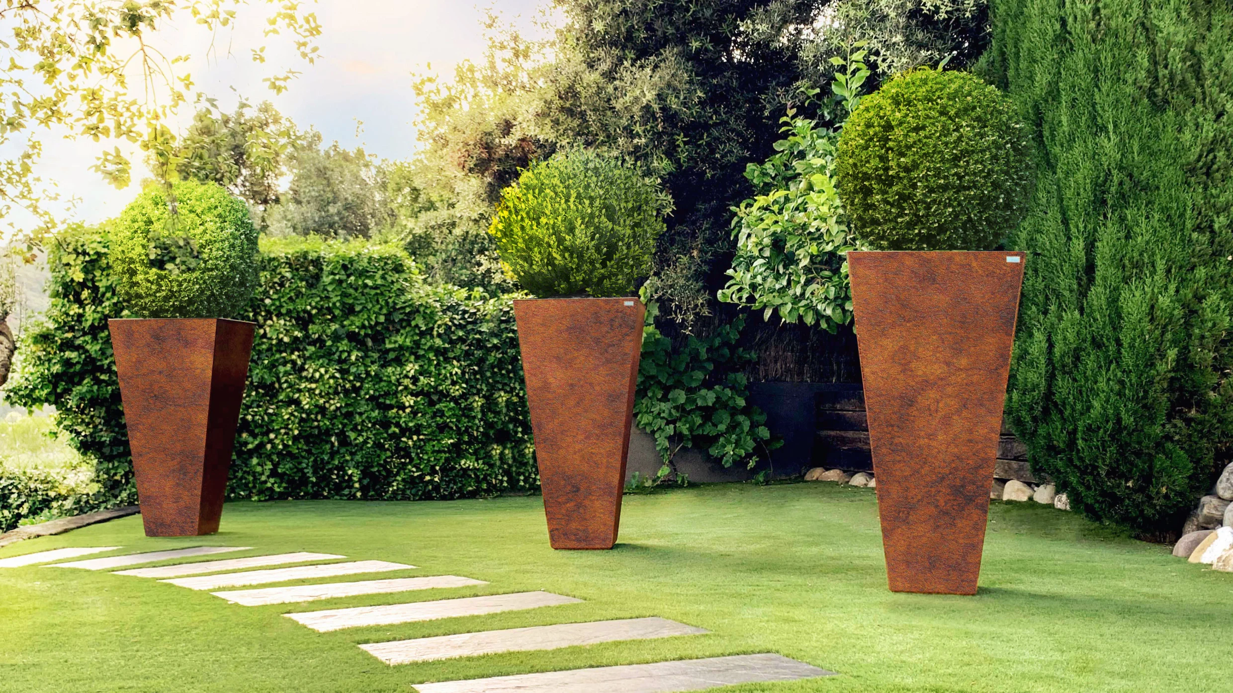 large modern outdoor planters