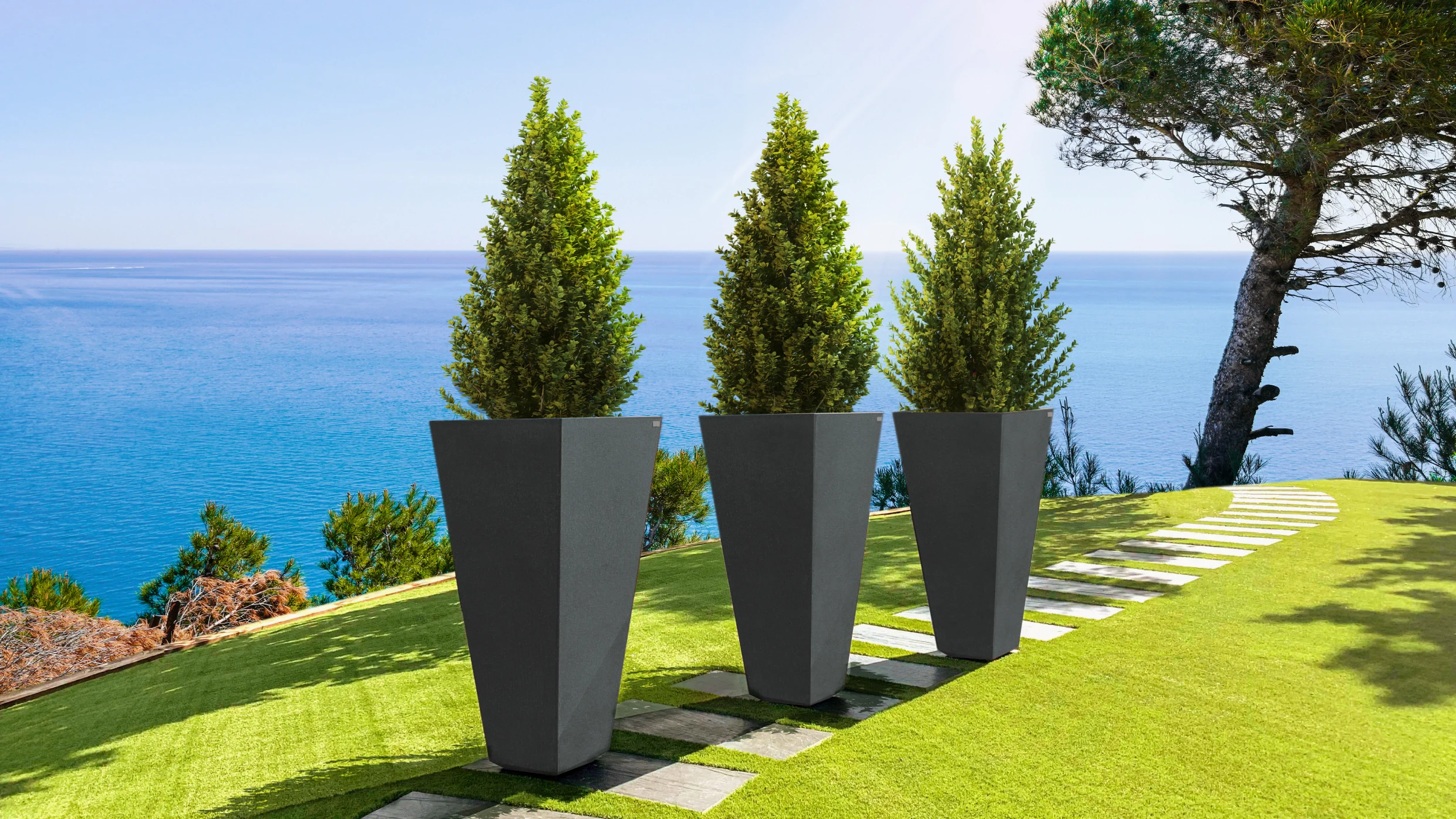 large modern planters outdoor