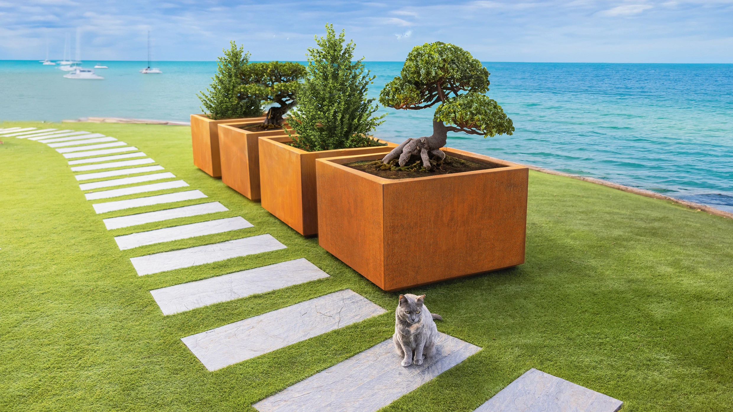 large square planters outdoor