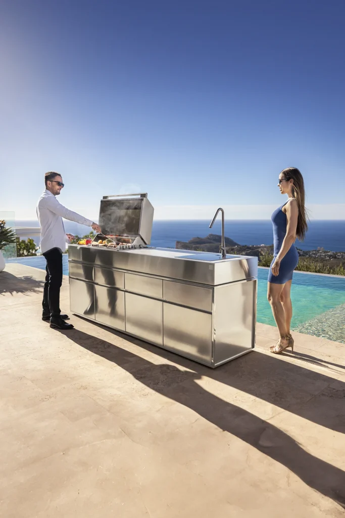 outdoor kitchen with gas grill