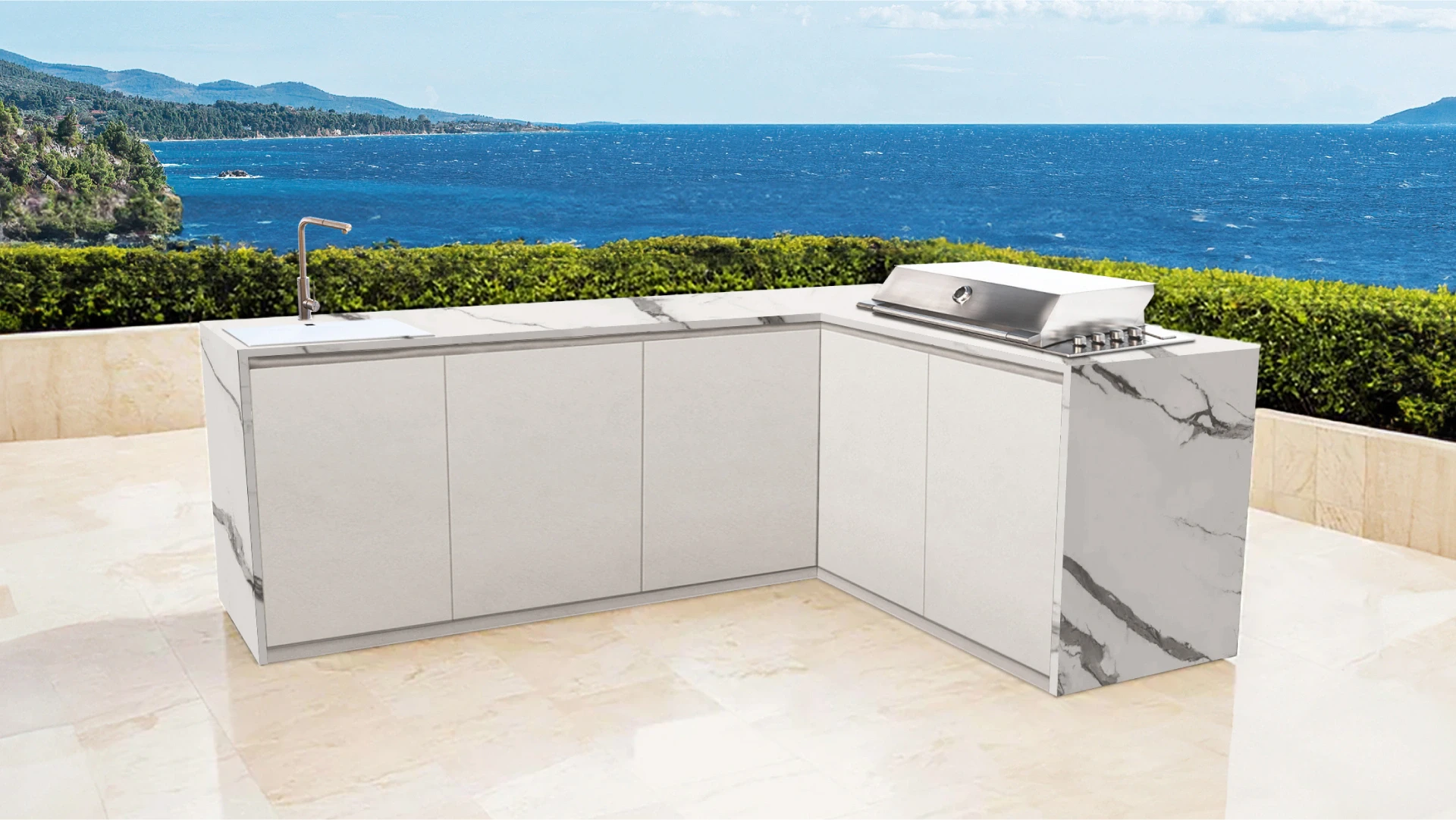 l shape outdoor kitchen